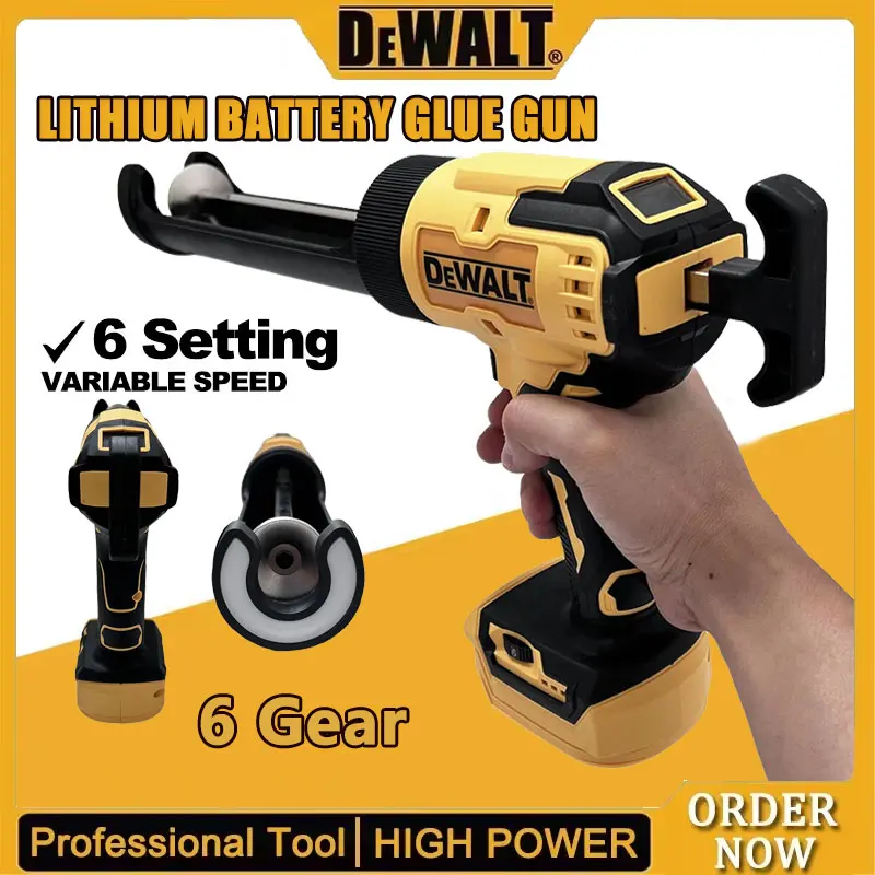 DeWalt 20V 무선 전기 코킹건 6단 속도 조절 도어/창문/유리 실란트 접착제 글루건 LED 조명 도구 포함