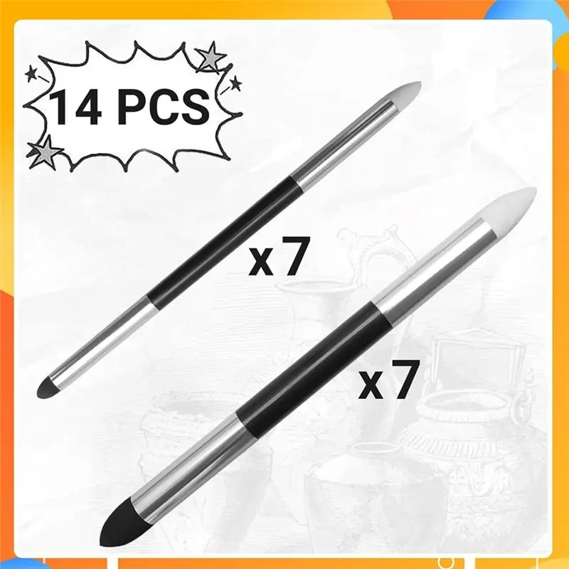 AEE8-14 Pcs 블렌딩 스폰지 펜 더블 헤드 재사용 가능한 스케치 러브 펜 워셔블 스케치 러빙 스폰지 브러쉬 아트 스케치 펜