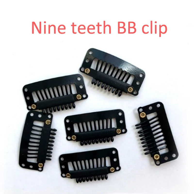 2/10/20Pcs clip a scatto per estensione dei capelli metallo BB nero a forma di U nove denti BB clip clip a scatto per capelli per parrucca trama Barrette Salon Grip