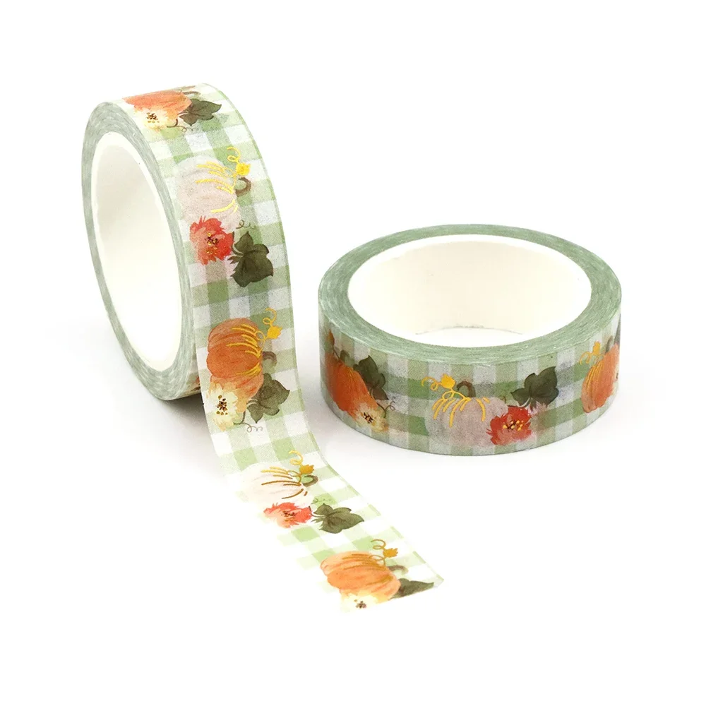 1PC 15mm*10m Thanksgiving Pumpkin Leaves Stripes Decorative Stationery MaskingTape school supplies stickers