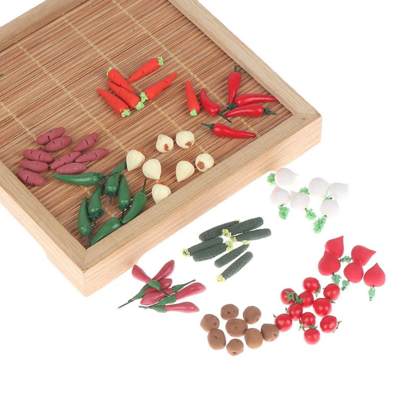 10Pcs 1/12 Miniature Vegetable Mini Carrot Radish Pepper Simulation Vegetable Dollhouse Food Doll House Accessories Ornaments 3