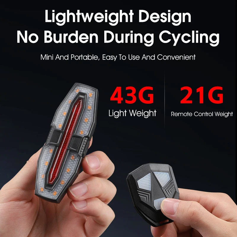 WEST BIKING Bike Taillight Remote Control Bicycle Turn Taillight Type-C Charging LED Cycling Warning Lamp Portable Bike Light