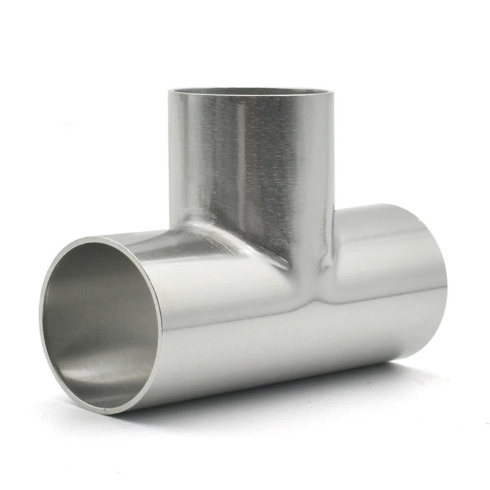 식품 등급 자체 제작 스테인리스 스틸 위생 피팅, 엉덩이 용접 티, 12.719mm, 22mm, 25mm, 32mm, 38mm, 45mm, 51mm-133mm, 304, 316L