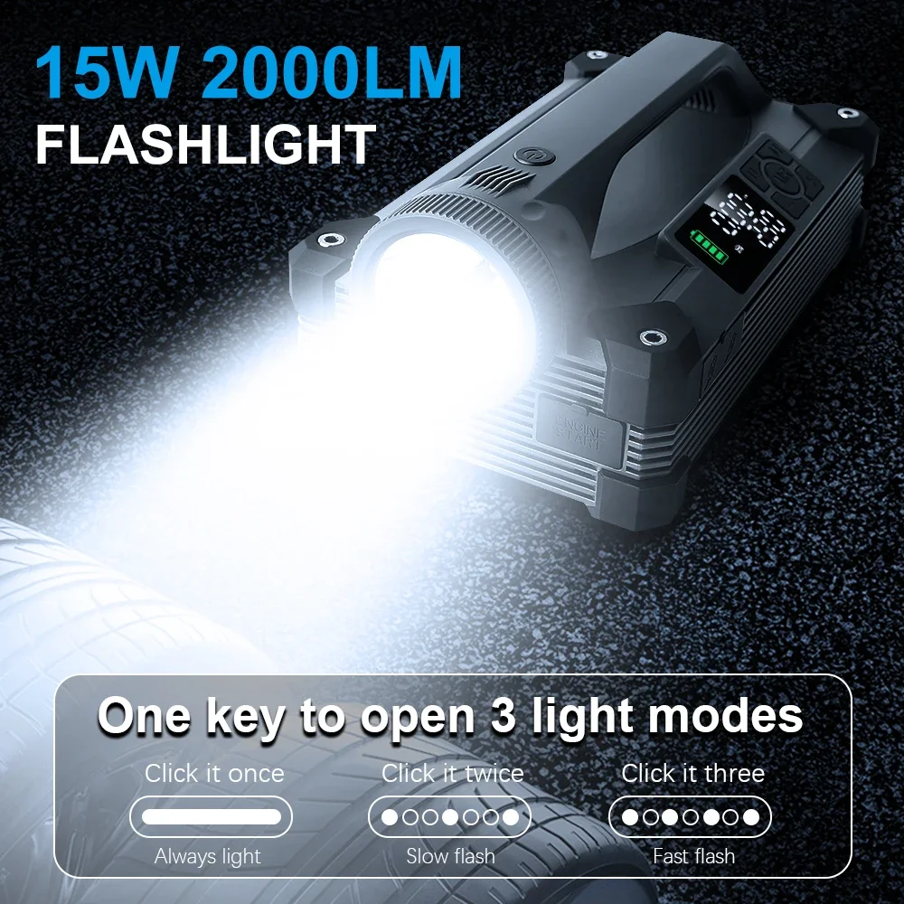 Camason camping flashlight Rechargeable lamp camp tent air compressor car tyre Air pump Jump Starter Lantern Torch light