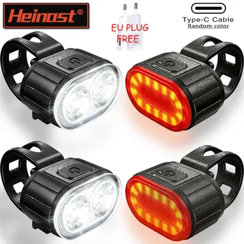 Luci per bicicletta ricaricabili tramite USB Lampada di avvertimento di sicurezza per bici Torcia per ciclismo impermeabile per esterni per bici da montagna e da strada