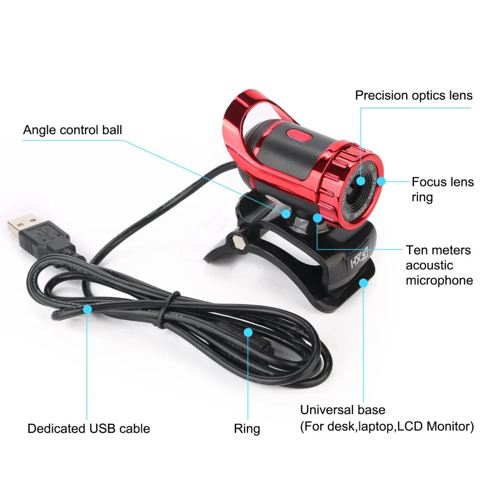 Computer Camera USB HD Webcam 360 Degree Autofocus Clip-on for PC Laptop Notebook Computer Skype Youtube CCD cam With Microphone pc webcam pc web camera computer camera