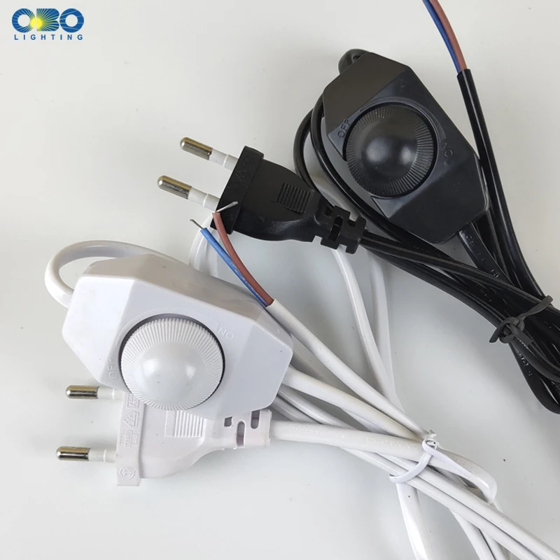 Versatile EU Plug with Dimmer Switch - 1.7M Black/White Lamp Cable for Table and Floor Lamps (110-220V)