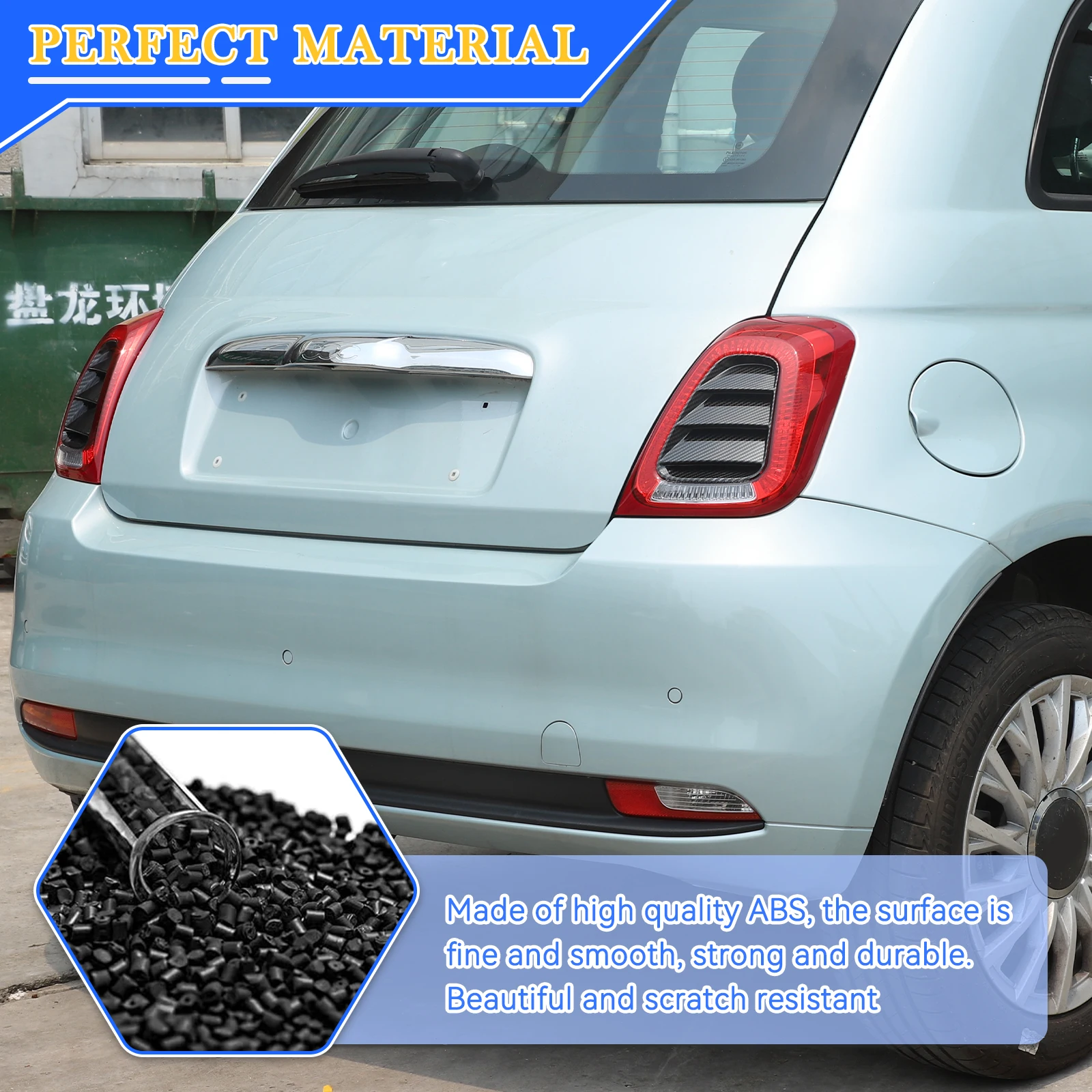 CARBON EFFEKT Rücklichteinfassungen Lamelleneinsätze für Fiat 500 Abarth 595 695