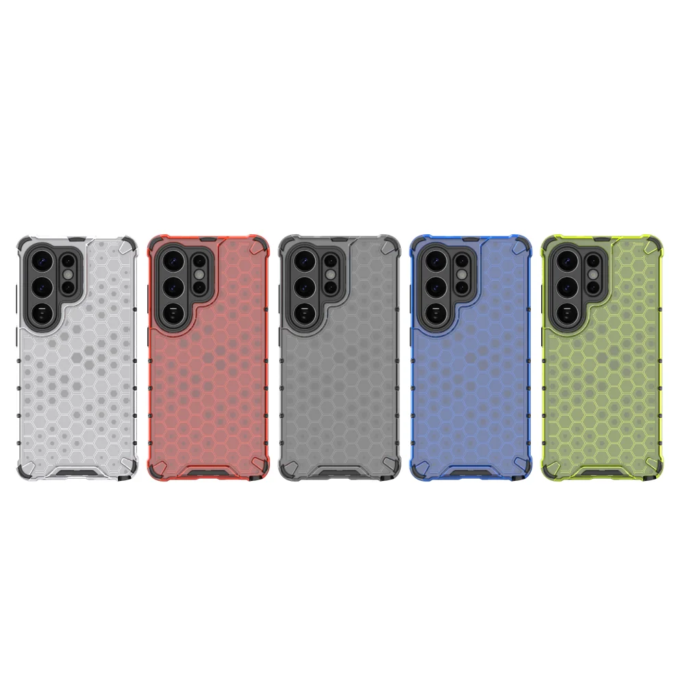 Armor Honeycomb Pattern Transparent Shockproof Phone Case with Military-Grade Protection