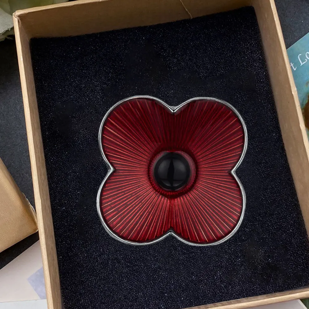 Poppy Badge Clip Metal Red Poppy Flower Lapel Lest We Forget Dripping Oil Pin Jewelry Gift for Friends