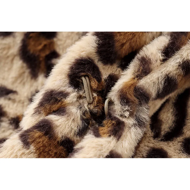 2025 Winter Women Fashion Faux Fur Jacket Coat Vintage Leopard Thick Warm OverCoat Long Sleeve Casual New Outerwear ﻿