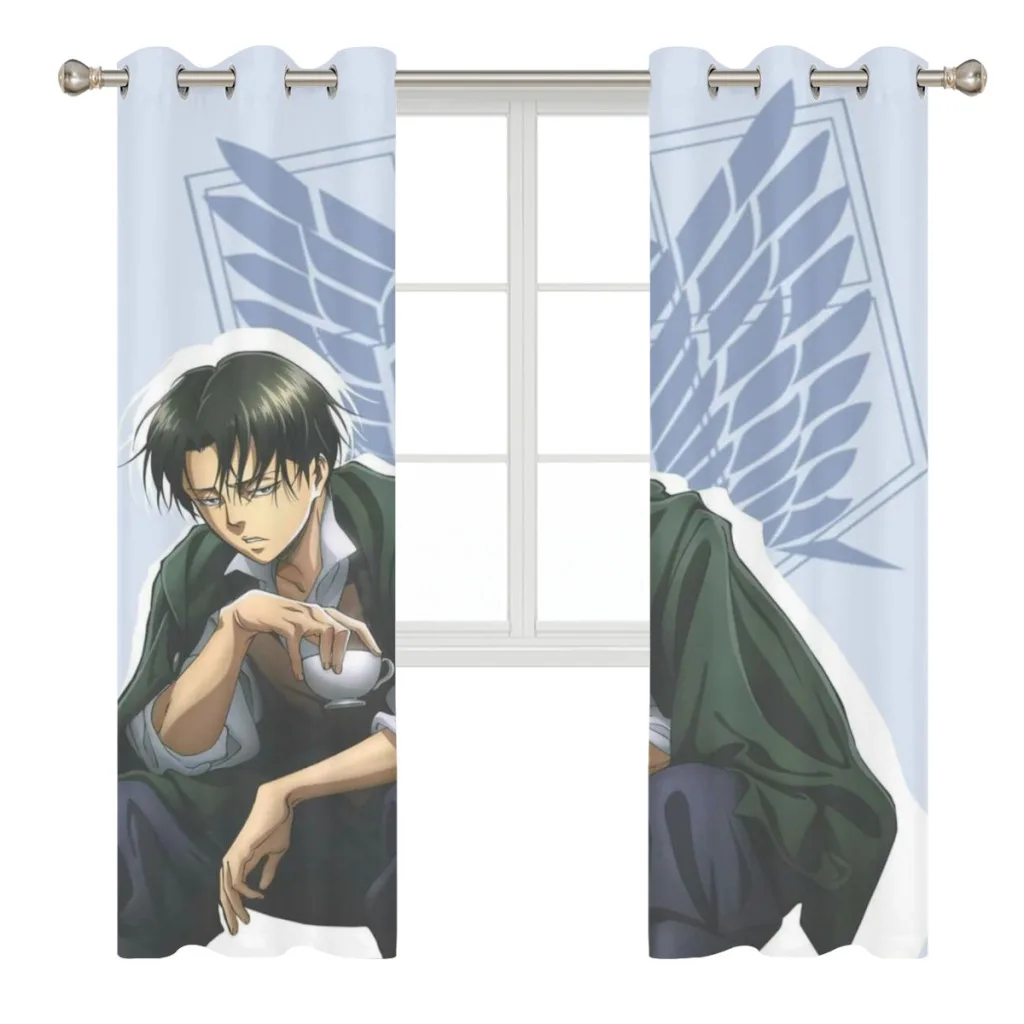 Wings of Liberty Attack on Titan Retro Shading Curtains  for Living Room Decoration Window Curtain 2 PC  3
