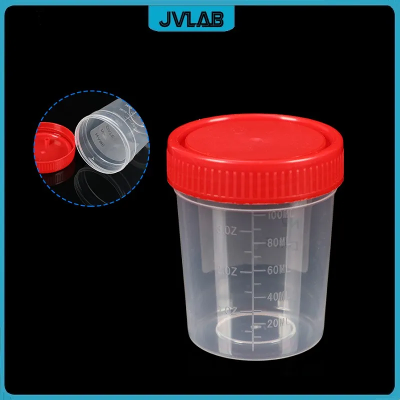 Plastic Urine Container Cup 100 ml / 120 ml Plastic Vials Screw Cover Sputum Cup EO-Sterilized Individual Package 50/PK