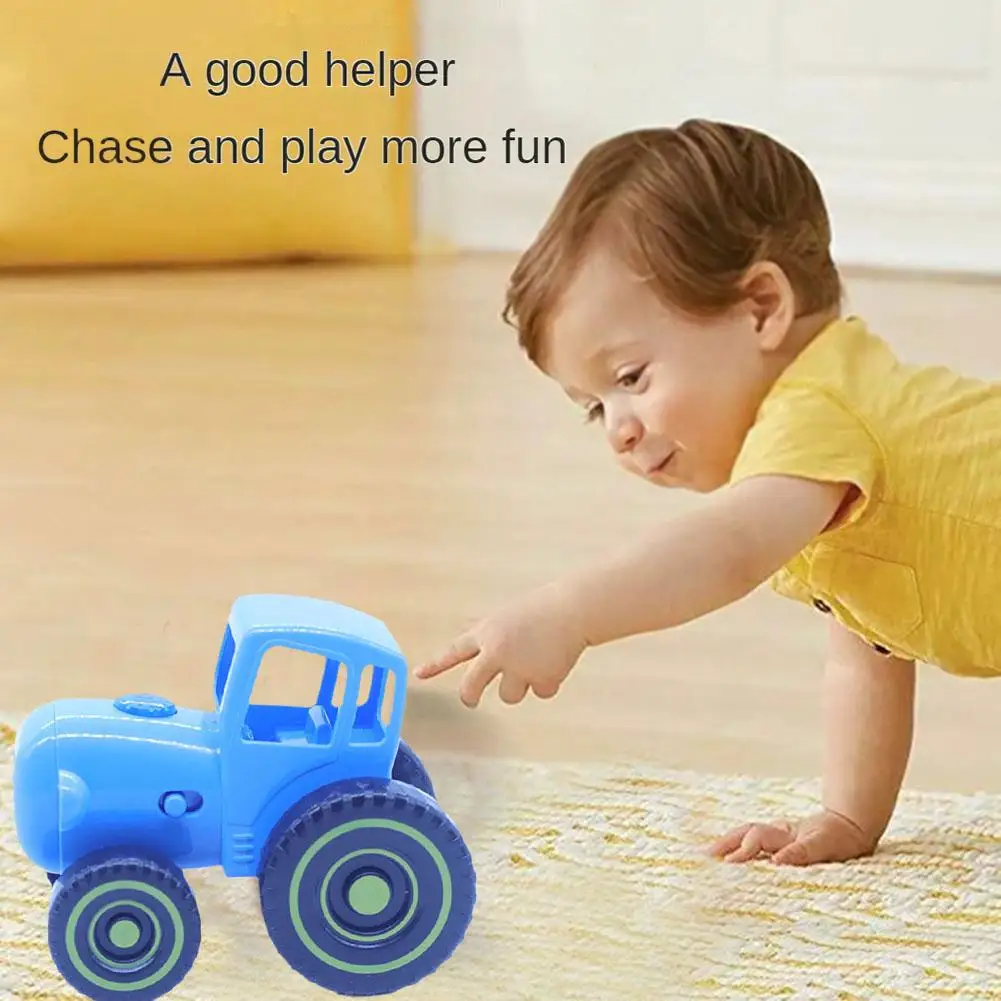 Small Car Farmer Blue Tractor Pull Wire Car Model Toy For Kids Early Learning Toy With Small Speaker 1pc