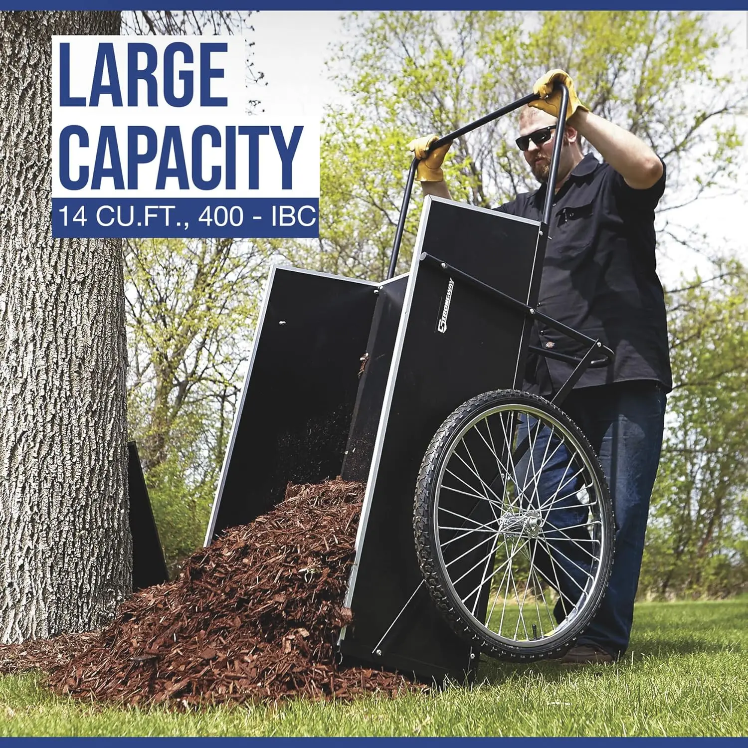 Strongway Garden Cart-400-lb. Capacity, 14 Cu. Ft. 48in.L x 29in.W