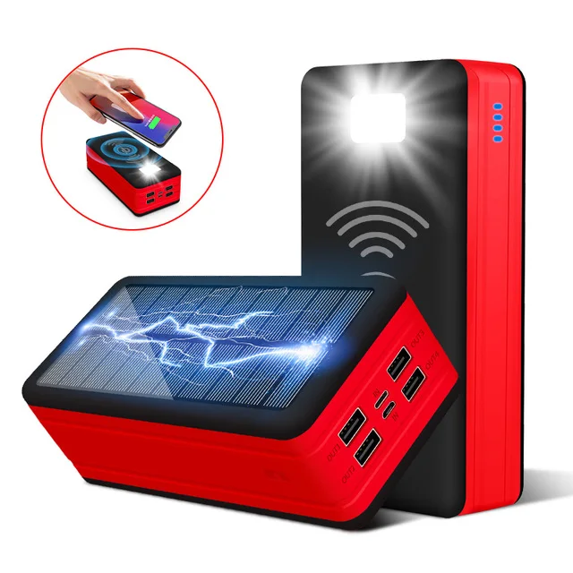 best power bank 99000mAh Wireless Solar Power Bank Portable Charger Large Capacity 4USB LEDLight Outdoor Fast Charging PowerBank Xiaomi Iphone usb c power bank Power Bank