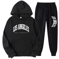 LOS ANGELES GALIFURHIA hommes/femmes costumes de sport mode survêtement à capuche + pantalon deux pièces ensembles course pulls décontractés Sweatpa 1