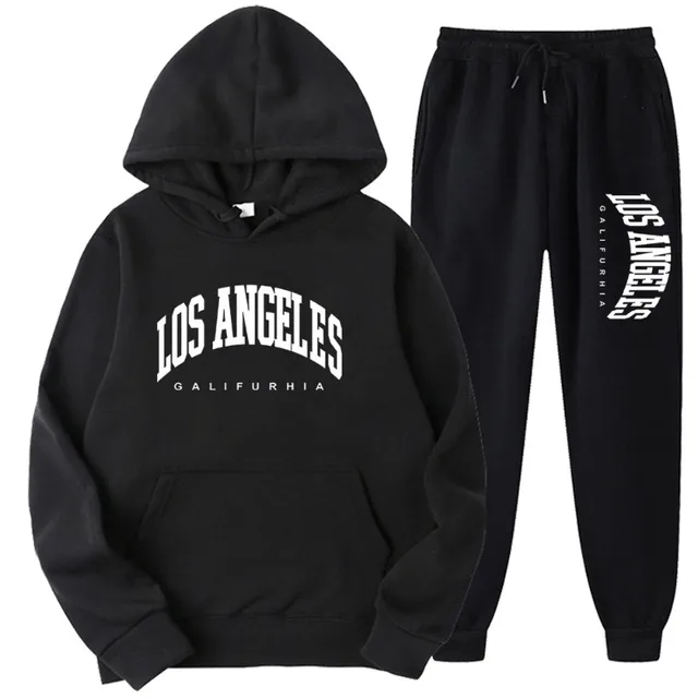 LOS ANGELES GALIFURHIA hommes/femmes costumes de sport mode survêtement à capuche + pantalon deux pièces ensembles course pulls décontractés Sweatpa 1