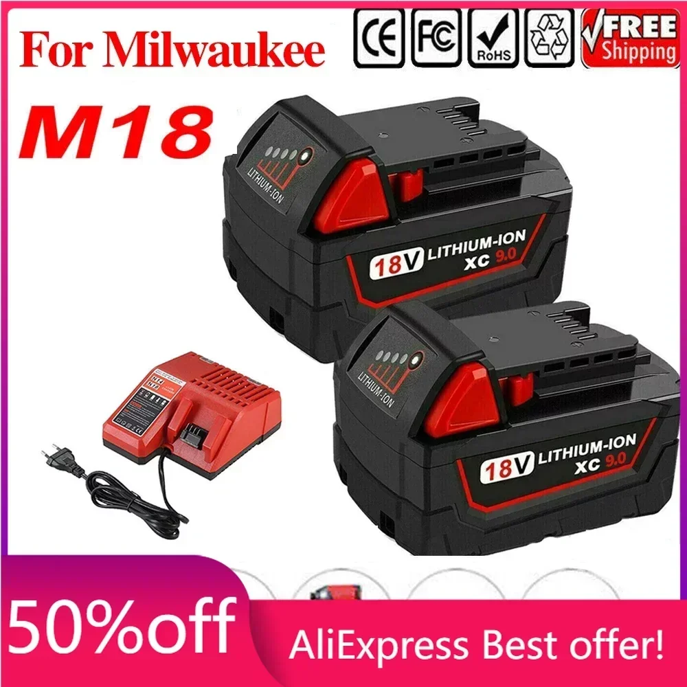 

Original 18V 9.0Ah Replacement Lithium Ion Battery For Milwaukee M18 Power Tool Batteries 48-11-1815 48-11-1850 48-11-1860 Z50