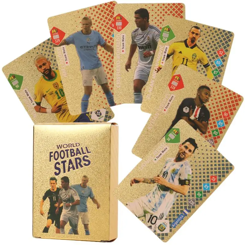 Ballsuperstar-Cartes dorées du joueur de football Star, édition limitée,  série Signature, carte à collectionner, jouet pour enfants, cadeaux à
