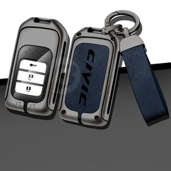 Zinc Alloy Car Key Case Full Cover for Honda Civic 4d 9th Gen 10 Protective Shell with Metal Keychain Keyless Accessories