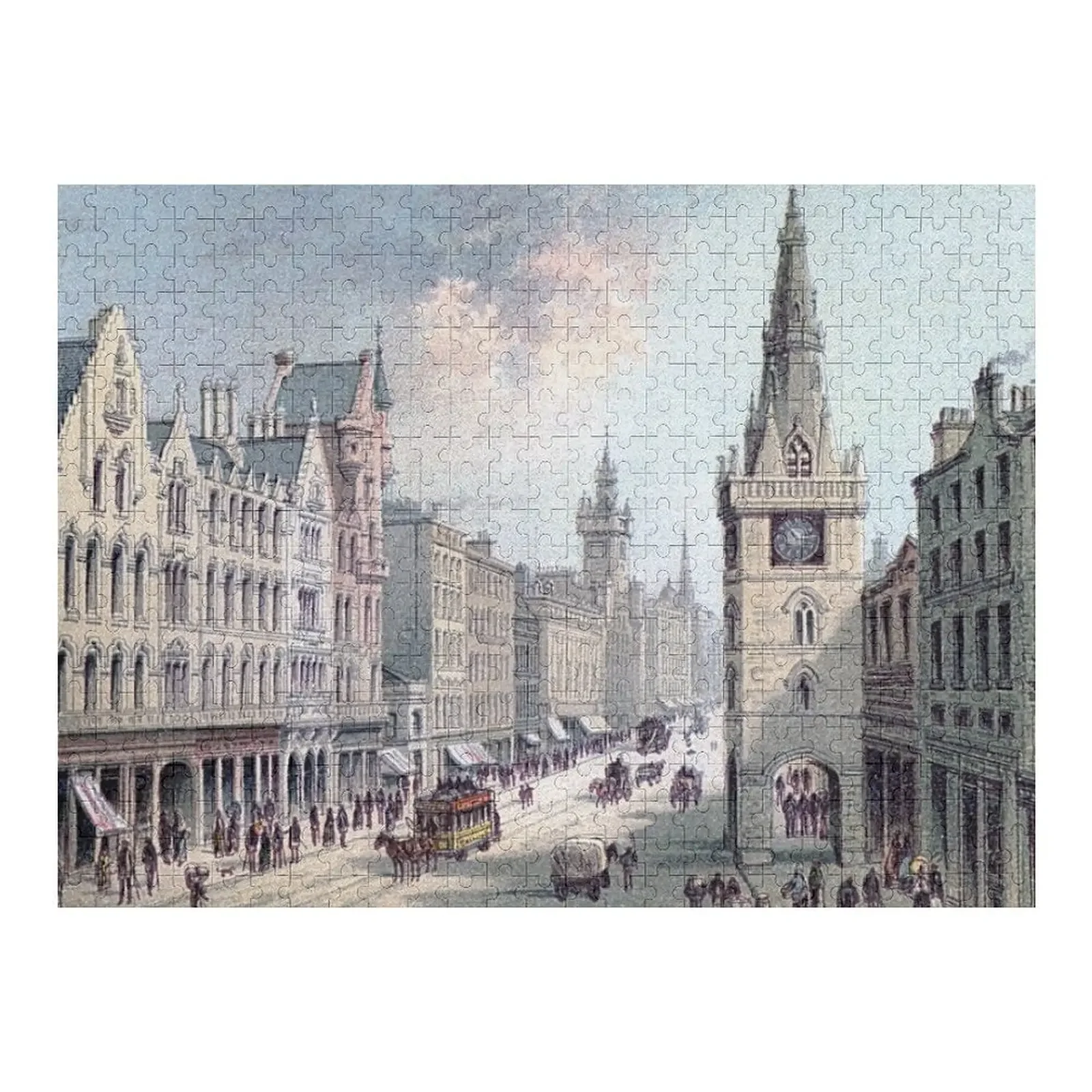 Vintage Illustration of the Trongate, Glasgow Jigsaw Puzzle Customizable Child Gift Jigsaw For Kids Personalized Gift Puzzle