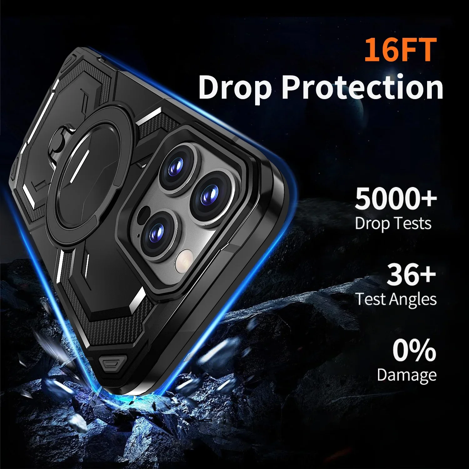 360° Rotating Metal Armor Magnetic Bracket Shockproof Bumper Case