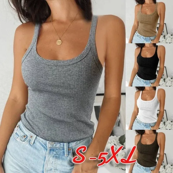 

2023 Hot Sale Solid Color Versatile Vest, Sexy Round Neck, Underneath, Inner Layer, Outer Wear Top, T-shirt, Women's Clothing