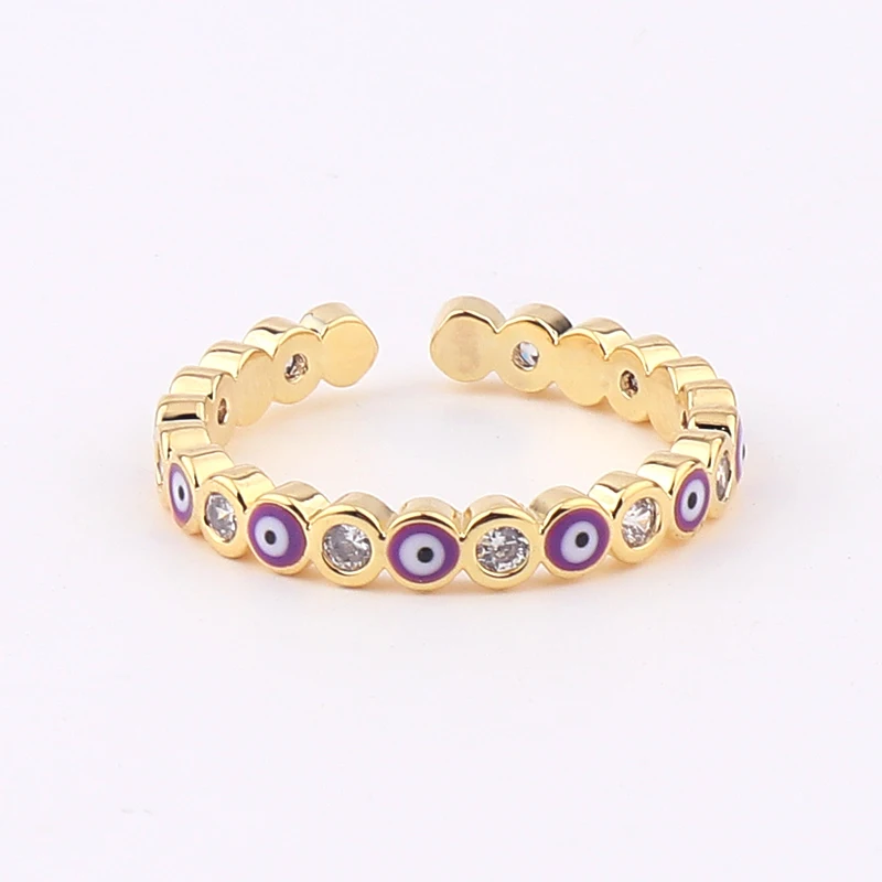 Lucky Eye Blue Turkish Evil Eye Open Ring Copper Gold Color Finger Rings Adjustable for Women Girls Men Fashion Jewelry 