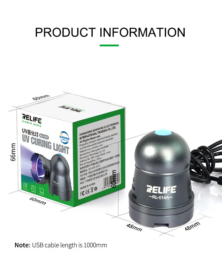 S341ec814b6264034825115e962a86689D New Package RELIFE RL-014A USB UV Glue Curing Lamp Portable Mobile Phone Repair Tool Smartphone Green Oil Heater Lamp
