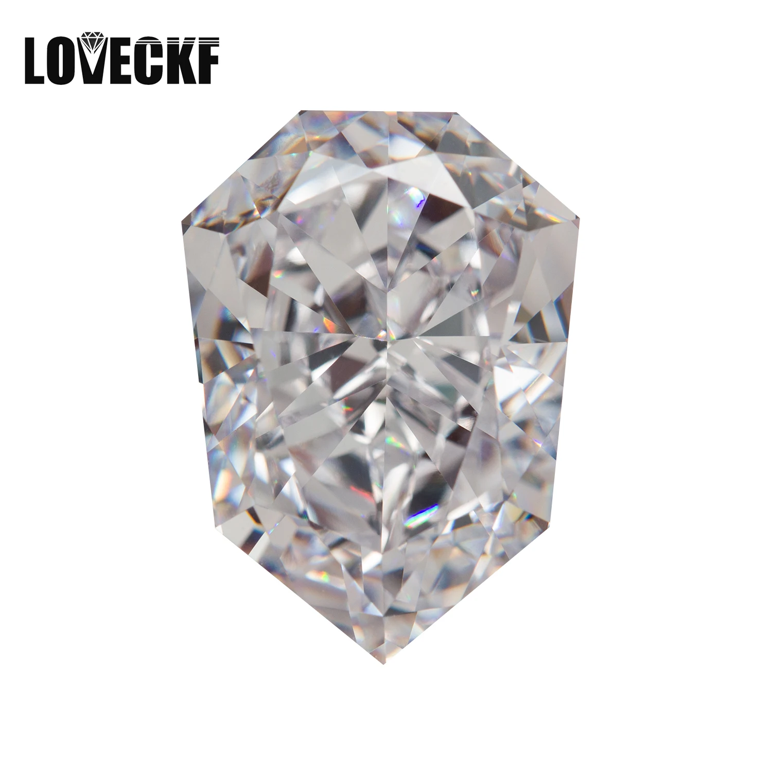 White Shield Crushed Ice Cut Cubic Zirconia 13x18mm High Carbon Diamond