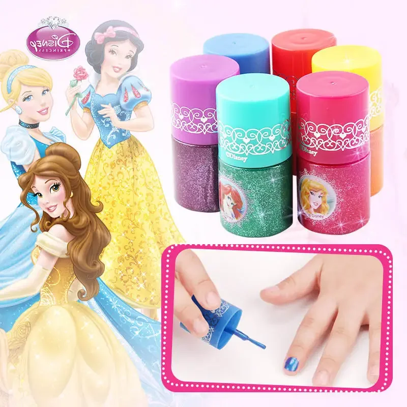 3 pcs/set Disney Children's Makeup Toy Nail Set Non-toxic and tasteless water-based nail oil Princess girl Polish can tear
