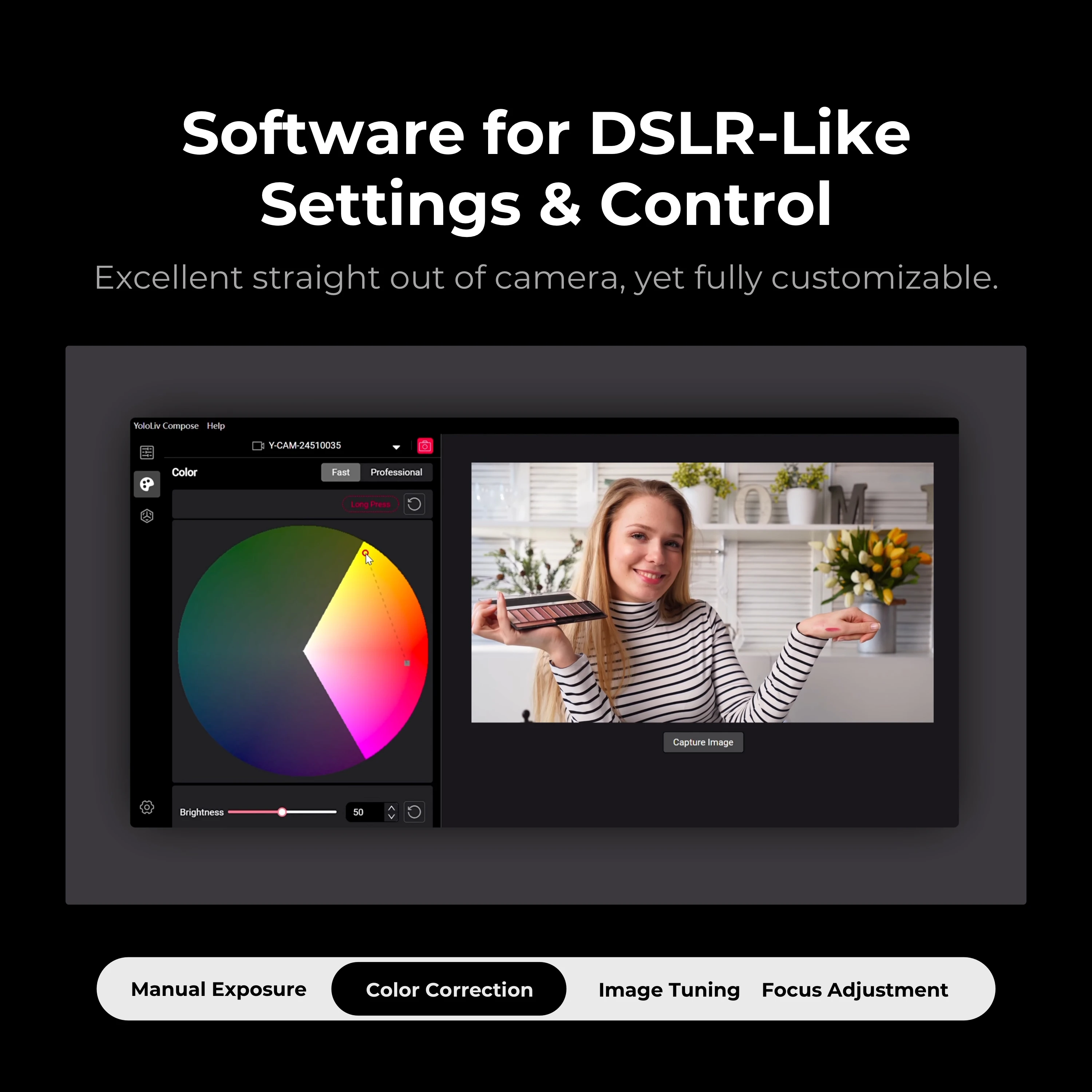 YOLOLIV YoloCam S3 AI 기반 4K 라이브 스트리밍 웹캠, 대형 1/1.3인치 CMOS 센서, HDR 지원, 최대 4K30 또는 1080p60 비디오