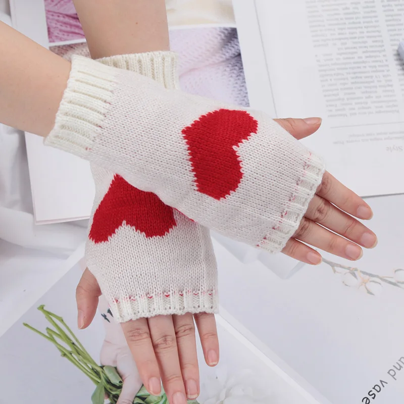 Knitted Half Finger Gloves Women's Warm Soft Winter Mittens for Girl Guantes Y2K Sleeve Girls Lolita Goth Fingerless Gloves