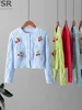 SINGREINY 3D Cherry Sweet Sweater Women Fashion O Neck Long Sleeve 2024 Korean Style Winter Thick Streetwear Slim Chic Cardigan