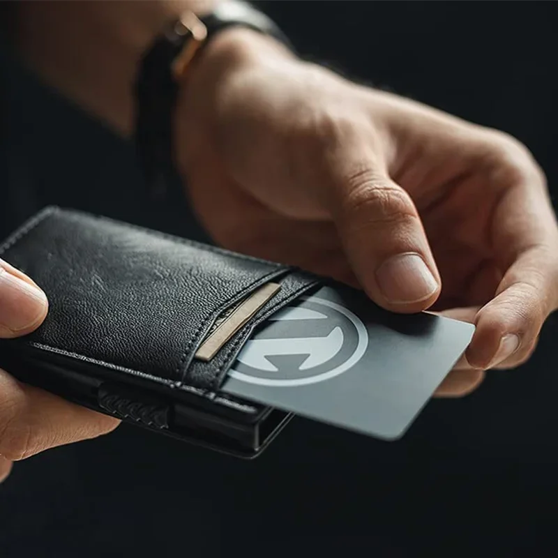 Rfid 마이크로 화이버 가죽 신용 카드 소지자 남성용 지갑 블랙 슬림 얇은 은행 카드 소지자 케이스 스마트 미니멀리즘 지갑 Porte Carte