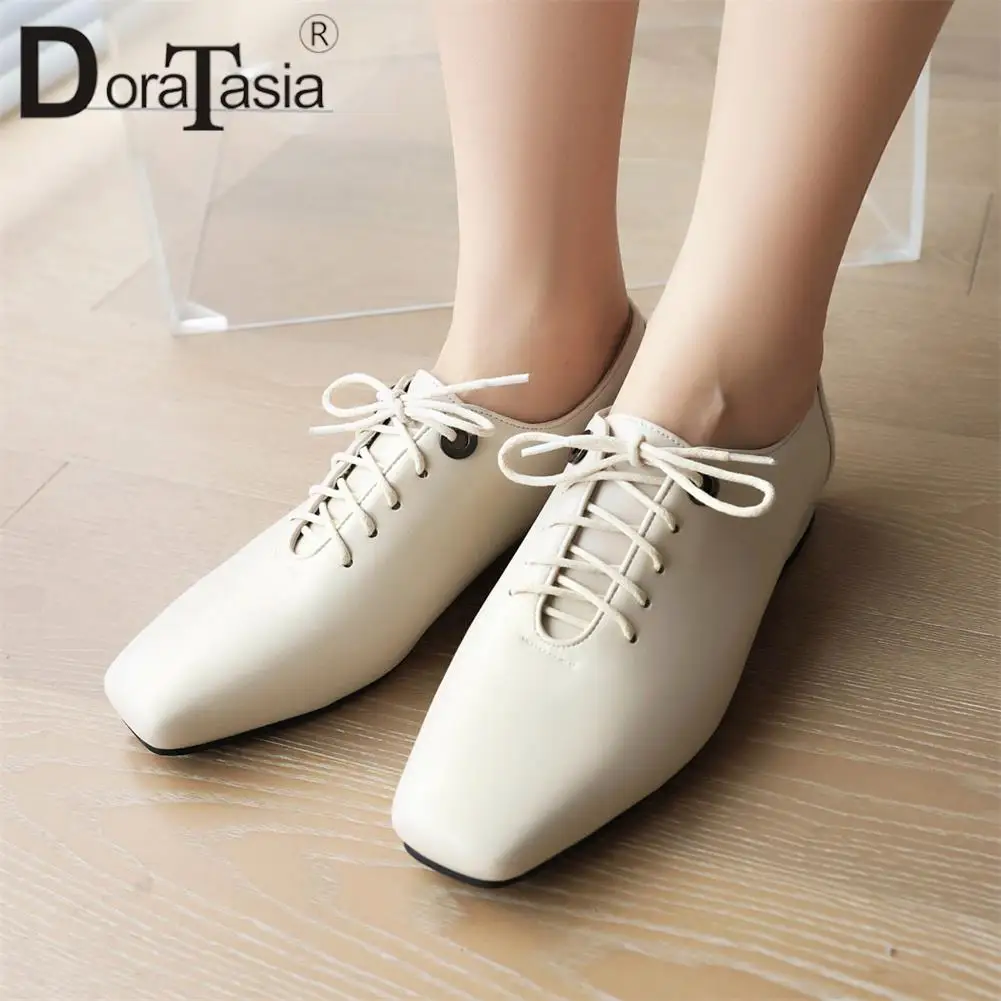 Big Size 43 Brand Design Female Square Toe Pumps Fashion Solid Lace-up Chunky Heel women's Pumps Casual Office Woman Shoes