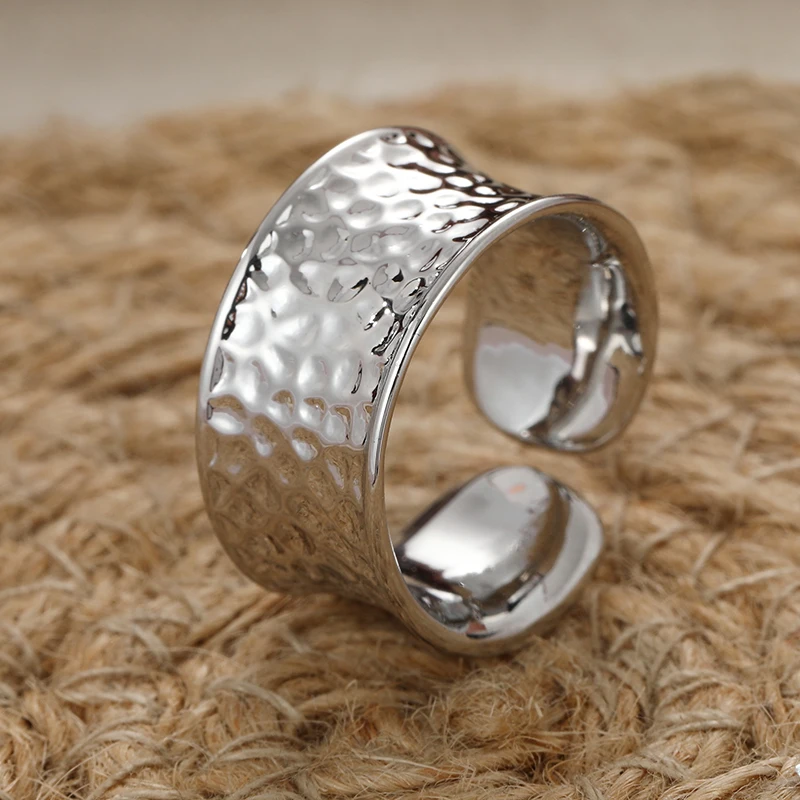 Einfache Mode Silber Farbe Metall Druckguss Muster Einstellbare Ringe für Frauen Jahrestag Party Schmuck