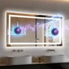 XXL Bathroom Mirror Smart LED Vanity Mirror Wall Mounted with Bluetooth, Digital Display, Back Front Lit,Anti Fog for Hotel Hall 1