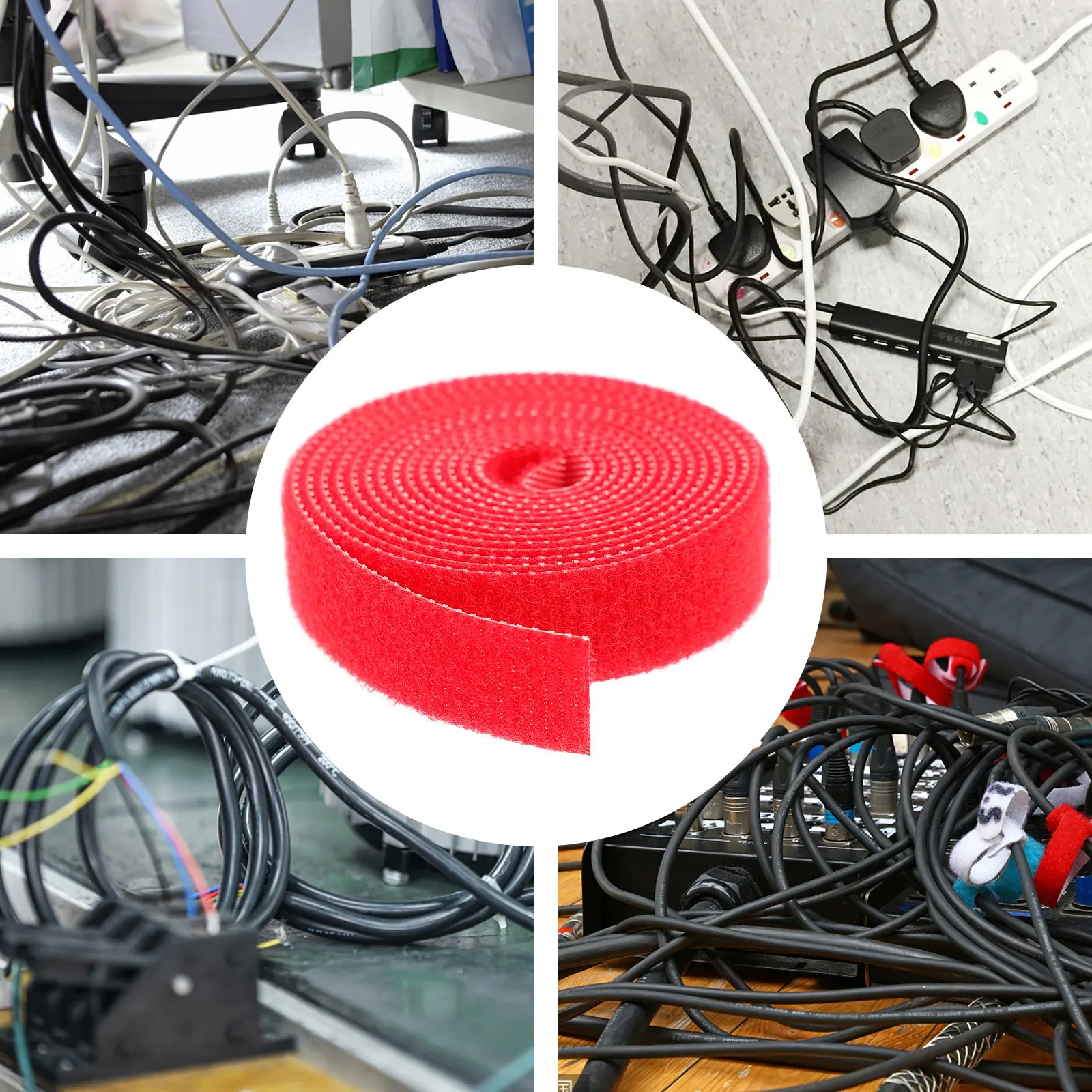 재사용 가능한 셀프 접착식 케이블 스트립 훅앤루프 고정 스티커 코드 정리 스트립 (사무실/가정용 전선 케이블 정리)