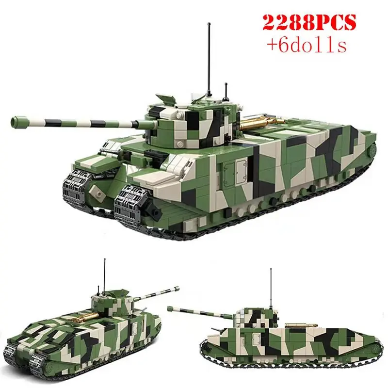 

2288PCS New WW2 TOG II Heavy Tank Military Assembled Building Blocks Set Weapon Army Soldier Bricks Kids Boy Toys Gift For Boys