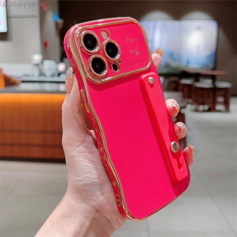 Glitter Camera Protection Luxury Jellewed Heart Holder Liquid Soft Phone Case For iPhone 11 12 13 14 15 16 Plus Pro Max Cover_voghion.com