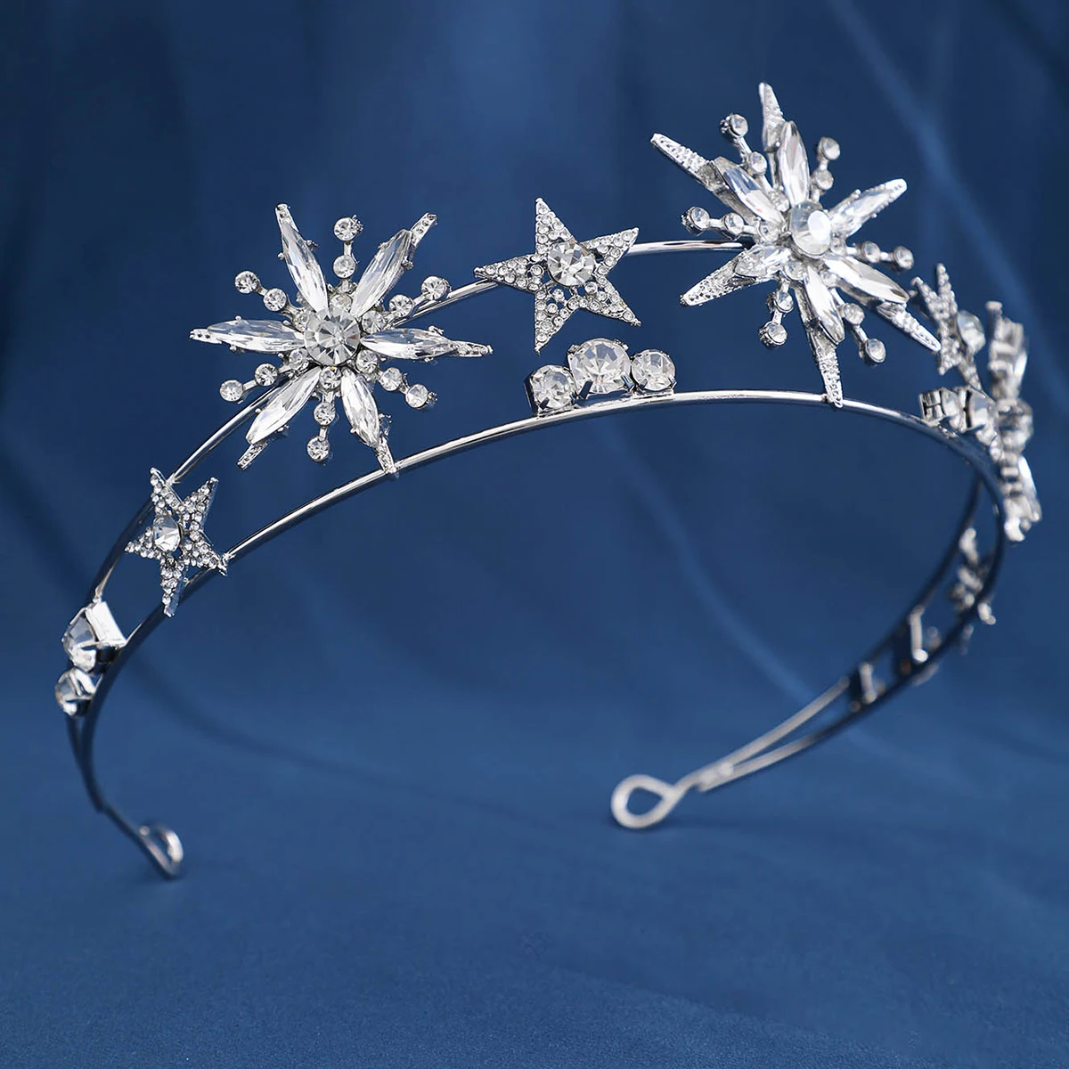Trendy Gold Silver Color Crystal Rhinestone Tiaras And Crowns Stars Plate Princess Diadems Wedding Hair Accessories