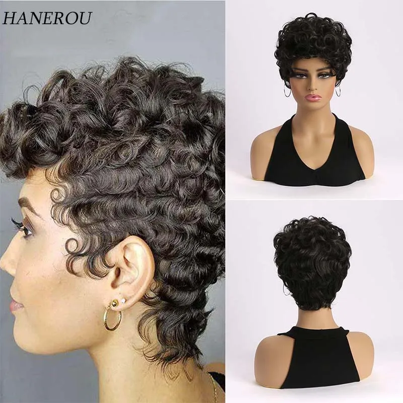 Short Afro Kinky Curly Wig Glueless High Denity Short Black Synthetic Curly Hair Brazilian Women Curly Wig