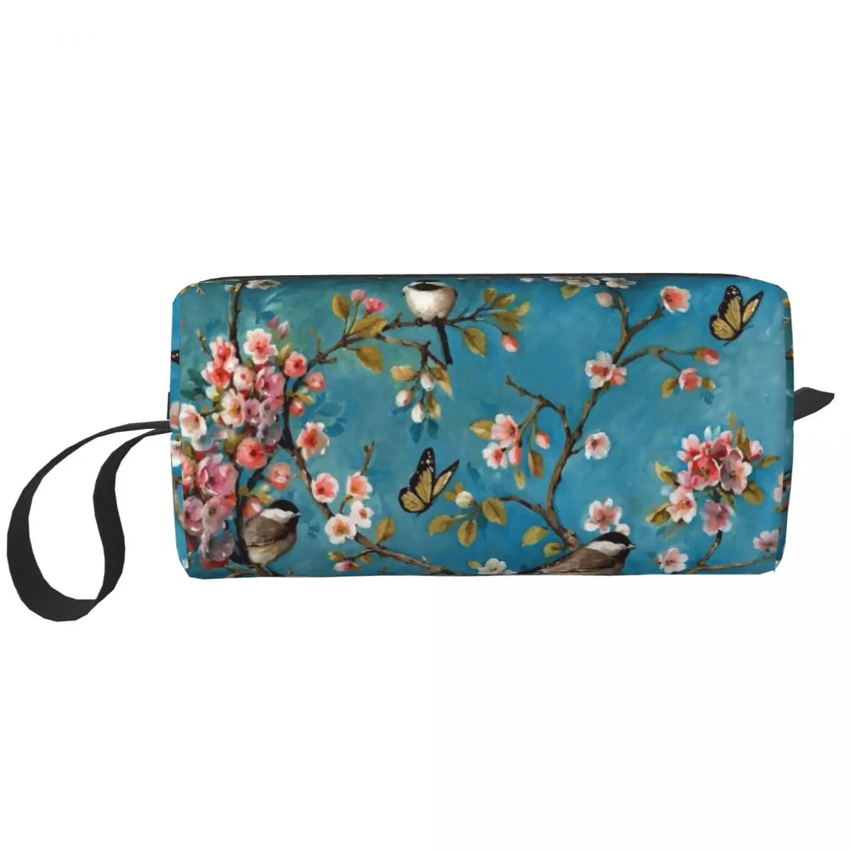 

Birds Cherry Blossom Flowers Cosmetic Bag Women Makeup Bags Floral Travel Daily Toiletry Bag Organizer Storage Bag