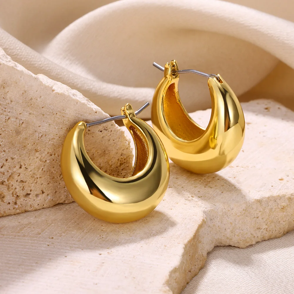Sutra Gold Color Geometry Hoop Earrings For Women Trendy Metal Punk Ear Buckle Fashion Jewelry Banquet Girl Gift Accessories