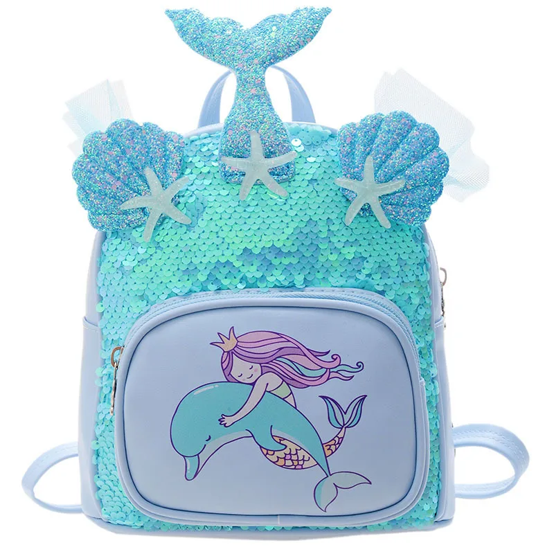 Personalized customization of new children's sequins, fashionable and foreign, cute backpack, mermaid girl kindergarten backpack 5