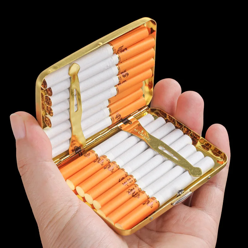 Unique Metal Mirror Cigarette Case Gold Retro Portable Pocket Cigaret Pack Cigarette Boxes Man Smoker Gift 2