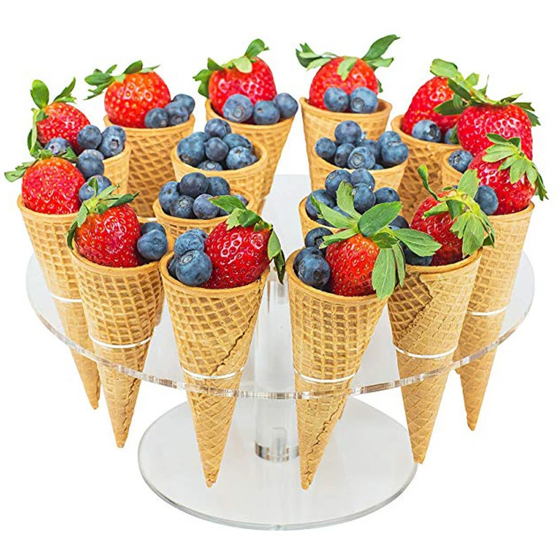 6/16 Holes Transparent Acrylic Ice Cream Stand Cake Cone Stand Pastry Holder Wedding Party Buffet Food Display Rack Bake Tool