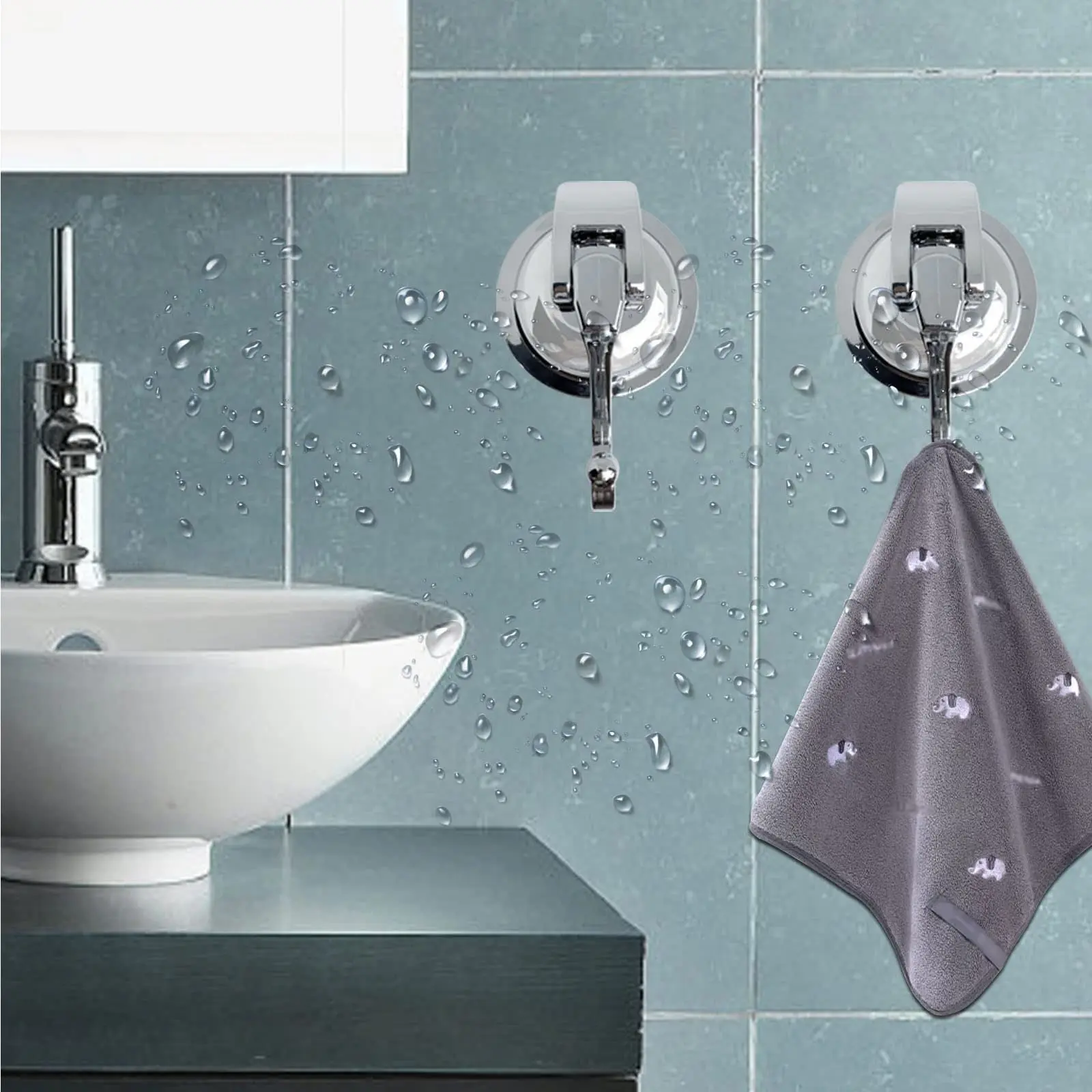 Suction Cup Hook Heavy Duty Vacuum Suction Shower Hooks for Bathroom Towel Hanging No Punching